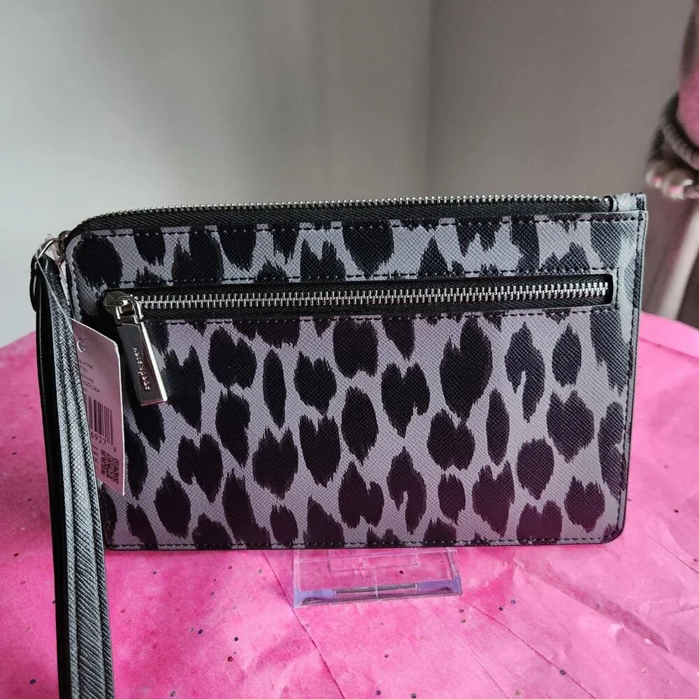 Kate NWT Black and Gray Spotted Animal Print, Medium Wristlet - Picture 2 of 5